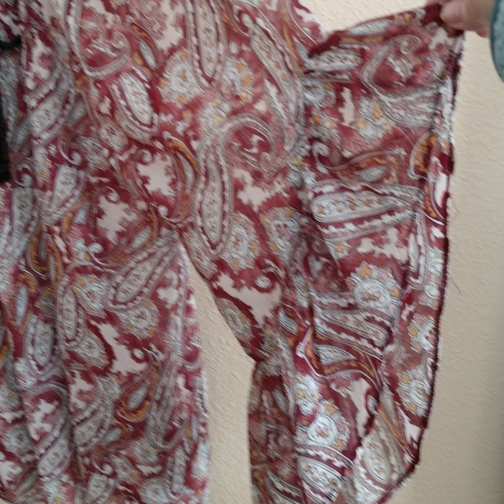 NWT i Jeans by Buffalo Bell Sleeve Paisley Boho Sheer Blouse Size L - Picture 2 of 12